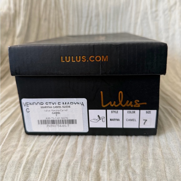 NEW Lulus - Women's Camel Suede Block Heel Mules - Picture 15 of 15